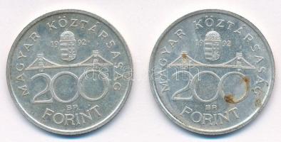 1992. 200Ft Ag "MNB" (2x) T:1-,2 patina Adamo F13