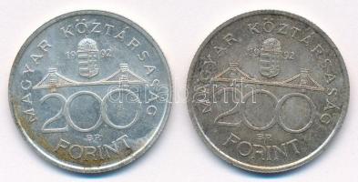 1992. 200Ft Ag "MNB" (2x) T:1-,2 patina Adamo F13