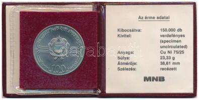 1982. 100Ft Cu-Ni "Labdarúgó világbajnokság 1982" műbőr tokban, tanúsítvánnyal T:BU Adamo ...