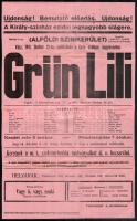 1916 Vác színházi plakát Grün Lili 26x43 cm