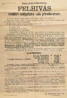 1922 Rendőri toborzó plakát illetményekkel, részletes tájékoztatással 50x75 cm Hajtva