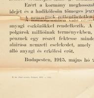 1915 I. világháború, az olasz hadüzenetre reagáló hirdetmény Tisza István miniszterelnök nevében, me...