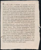 1818 Férjet mérgező asszony halálos ítéletének hirdetménye két nyelven Ráckeve. 24x26 cm