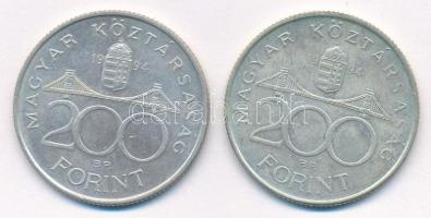 1994. 200Ft Ag "Deák" (2x) T:1-,2 Adamo F13.1