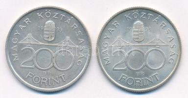 1993. 200Ft Ag "MNB" (2x) T:1-,2 Adamo F13