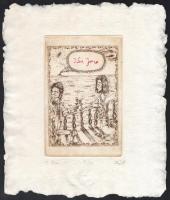 Vetlényi Zsolt (1967-): A hídon. Rézkarc, merített papír, jelzett, számozott: 54/100, 19,5×12,5 cm