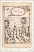 Vetlényi Zsolt (1967-): A hídon. Rézkarc, merített papír, jelzett, számozott: 54/100, 19,5×12,5 cm