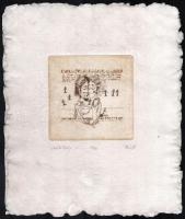 Vetlényi Zsolt (1967-): Liliom és almafa. Rézkarc, merített papír, jelzett, számozott: 54/100, 12,5×12,5 cm