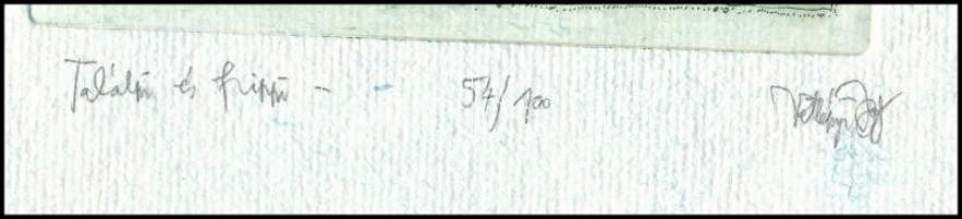 Vetlényi Zsolt (1967-): Találni és hinni. Rézkarc, merített papír, jelzett, számozott: 54/100, 17×12...