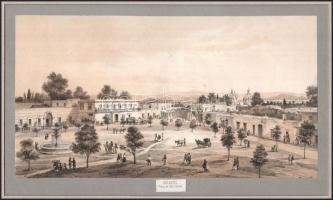 cca 1850-1900 2 db mexikói témájú metszet: El calvario en San Augustin de las Cuevas és SanAngel, Pl...