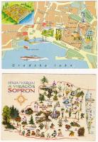 14 db MODERN térképes motívum képeslap / 14 modern map motive postcards