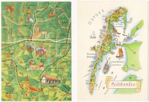 14 db MODERN térképes motívum képeslap / 14 modern map motive postcards