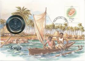 Tonga 1981. 20s FAO érmés borítékban, bélyeggel és bélyegzéssel, német nyelvű ismertetővel T:1 Tonga 1981. 20 Seniti FAO in coin envelope, with stamp and cancellation, with German description C:UNC