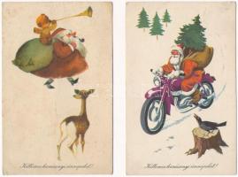 10 db MODERN karácsonyi grafikai üdvözlő képeslap / 10 modern Christmas greeting postcards