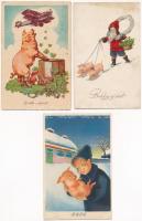 5 db RÉGI újévi üdvözlő képeslap / 5 pre-1950 New Year greeting postcards