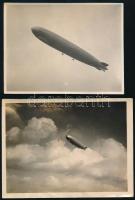 1934 Budapest, LZ127 Graf Zeppelin léghajó a város felett, 2 db fotó, 8×11 cm