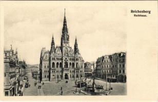 Liberec, Reichenberg; Rathaus / town hall, tram (non PC)