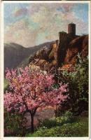 1918 Ústí nad Labem, Aussig; Burg Schreckenstein / castle. Kunstverlag Hans Hausner. Künstlerkarte Nr. 7034/4. (EK)