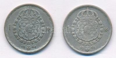 Svédország 1944. 1K Ag "V. Gusztáv" + 1946. 1K Ag "V. Gusztáv" T:2,2-
Sweden 19...