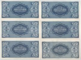 1946. 1.000.000.000MP, enyhén eltolódott nyomatok (6x) T:I-,II
Adamo P34