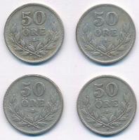 Svédország 1933G-1939G 50ö Ag "V. Gusztáv" (4xklf) T:2-3 Sweden 1933G-1939G 50 Öre Ag 1 Kr...