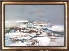 Pataki Ferenc (1941-): Behavazott utak. Olaj, farost, jelzett, keretben, 50×70 cm