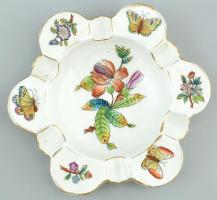 Herendi Viktória mintás porcelán hamutál Kézzel festett, jelzett (125 éves jubileum) kopásokkal, d: ...