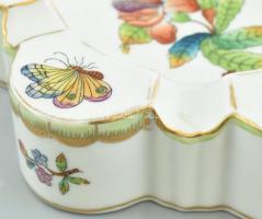 Herendi Viktória mintás porcelán hamutál Kézzel festett, jelzett (125 éves jubileum) kopásokkal, d: ...