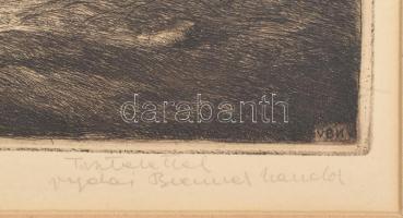 Vydai Brenner Nándor (1903-?): Verbunkos. Rézkarc, papír, jelzett, paszpartuban, 29,5x38,5 cm