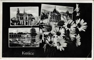 1938 Kassa, Kosice; székesegyház, színház, strand / cathedral, theatre, swimming pool + 1938 Kassa visszatért So. Stpl. (EB)