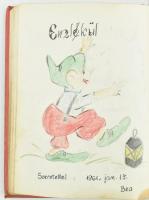 1960-1962 Emlékkönyv kézzel írt bejegyzésekkel, rajzokkal, kissé foltos