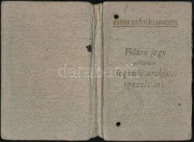 1918-1924 Debrecen, M. Kir. cukorgyári főellenőr Magyar Királyi Államvasutak (MÁV) féláru jegy váltá...