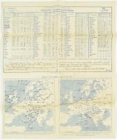 1896 A meteorologiai m. kir. központi intézet időjárási sürgöny-jelentése, időjárási térképekkel, kisebb szakadással, 51,5x42 cm