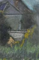 Olvashatatlan jelzéssel: Napfényes táj. Pasztell, papír. Üvegezett, sérült fa keretben. 29×38 cm