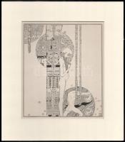 Kozma Lajos (1884-1948): Ősök fája, papír, jelzett a cinkográfián, paszpartuban, 19,5×16,5 cm