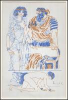 Reich Károly (1922-1988): Illusztráció, ofszet nyomat paszpartuban, utólagos jelzéssel, 23×16 cm