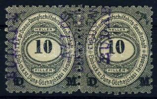 1913 DDSG Hajóraklevél díj DM felülnyomással, párban, budapesti bélyegzés (EUR 500)