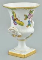Herendi Viktória mintás porcelán mini amfóra, kézzel festett, jelzett, kis kopásnyomokkal, m: 11 cm