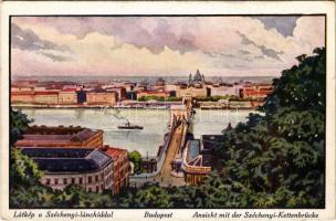 Budapest, látkép a Széchenyi Lánchíddal. Rigler R.J.E. 211. (EK)