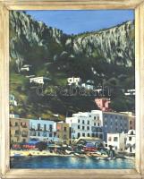 Csóka Béla (1926-2005): Mediterrán táj. Olaj,vászon; szignált, sérült-kopott fakeretben, 80x65 cm