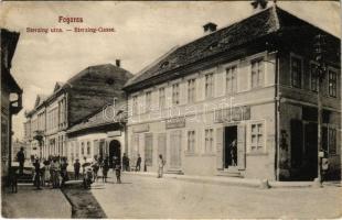 1911 Fogaras, Fagaras; Sterzing utca, gyógyszertár, üzletek / street, pharmacy, shops (EK)