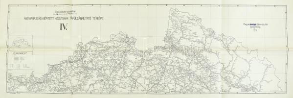 1942 Magyarország kiépített közutainak távolságmutató térképe IV., Klösz Gy. és Fia, 41×118 cm
