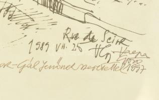 Varga Vass György: Párizs Rue de Seine 1989. Litográfia, papír. Jelzett. Üvegezett keretben. 28x20 c...