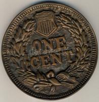 USA 1877. "One Cent" mintájára készült extrém nagyalakú Br plakett T:2