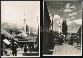 cca 1930 Ada Kaleh, utcaképek minaretekkel, 2 db fotó, 17x12 cm