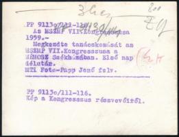 1959 Bp., az MSZMP VII. kongresszusa a MÉMOSZ székházban, a résztvevők közt egy hölgy több magas ren...