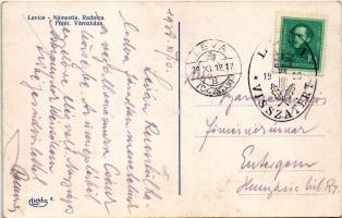 Léva, Levice; Námestie, Radnica, Hostinec / Fő tér, Városháza, Freund vendéglő, Nagy Artúr fényképés...