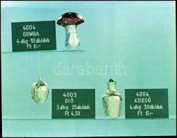 Édesipari termékeket bemutató színes fotónegatív, 10 db, 6×9 cm