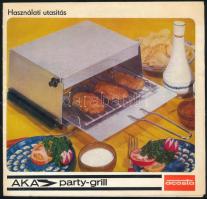 cca 1970-1980 Acosta party-grill retró asztali grillsütő használati utasítása, képekkel illusztrálva