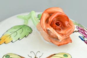 Herendi Viktória mintás, kosaras nyomott porcelán mokkás készlet. Kézzel festett, jelzett, kopásnyom...